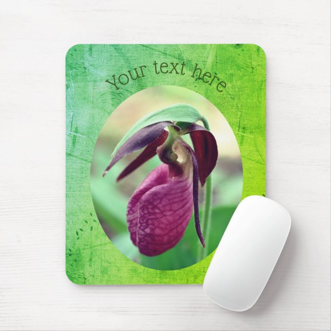 Pink Lady Slipper Orchid Flower Personalised  Mouse Pad (With Mouse)