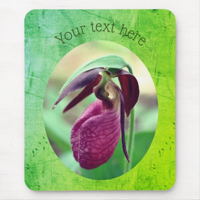 Pink Lady Slipper Orchid Flower Personalised  Mouse Pad (Front)