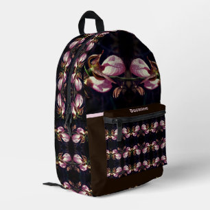Pink Lady Slipper Orchid Flower Personalised Printed Backpack