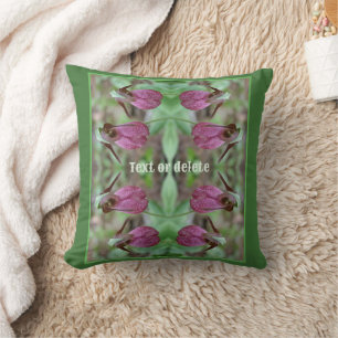 Pink Lady Slipper Orchid Flowers Personalised Cushion