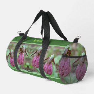 Pink Lady Slipper Orchid Flowers Personalised Duffle Bag