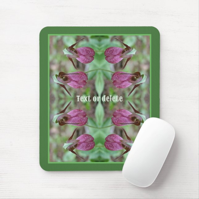 Pink Lady Slipper Orchid Flowers Personalised Mouse Pad (With Mouse)