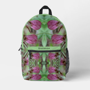 Pink Lady Slipper Orchid Flowers Personalised Printed Backpack