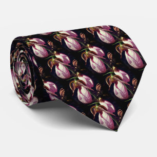 Pink Lady Slipper Orchid Pair Flower Nature  Tie