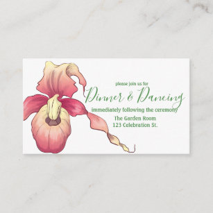 Pink Lady Slipper Orchid Reception Enclosure Card