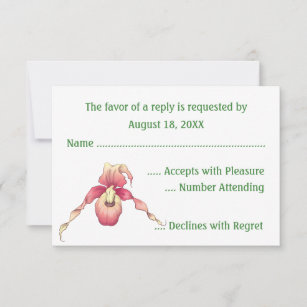 Pink Lady Slipper Orchid RSVP Cards