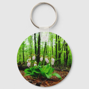 Pink Lady Slipper wild Orchid Key Ring