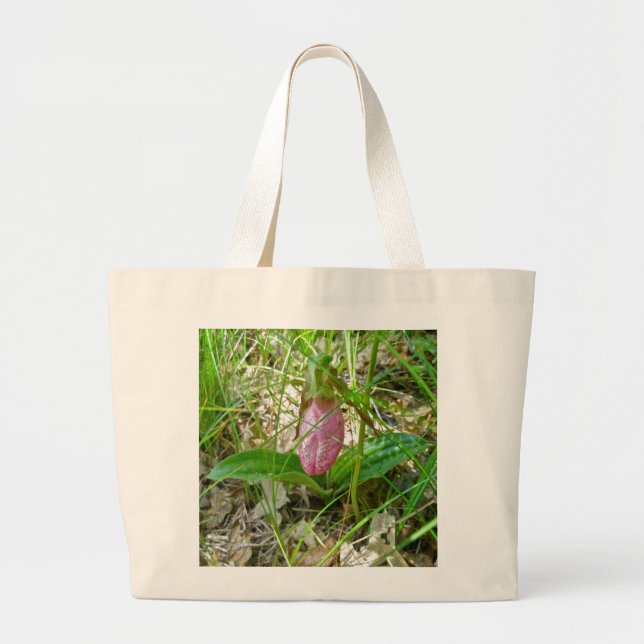 Pink Lady Slipper Wild Orchid Tote Bag (Front)