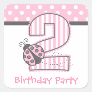 Pink Ladybug 2nd Birthday Square Sticker