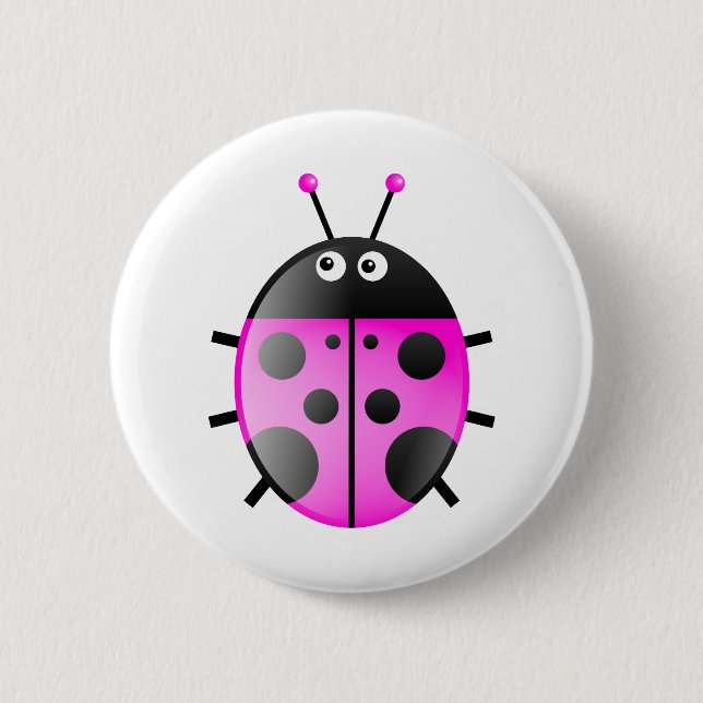 Pink Ladybug 6 Cm Round Badge (Front)