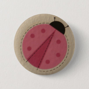 pink ladybug 6 cm round badge