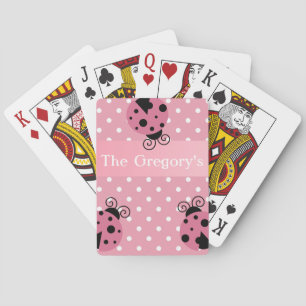 Pink Ladybug and Polka Dots Playing Cards