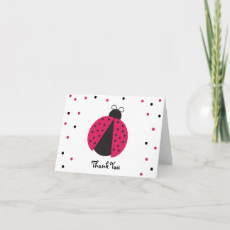 Pink Ladybug Baby Girl's Birthday Thank You Card