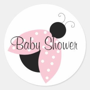 Pink Ladybug Baby Shower Sticker