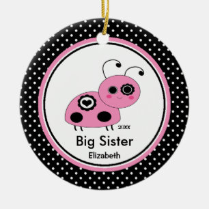 Pink Ladybug Big Sister Christmas Ornament