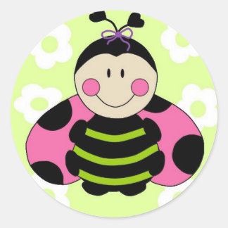 Pink Ladybug Classic Round Sticker