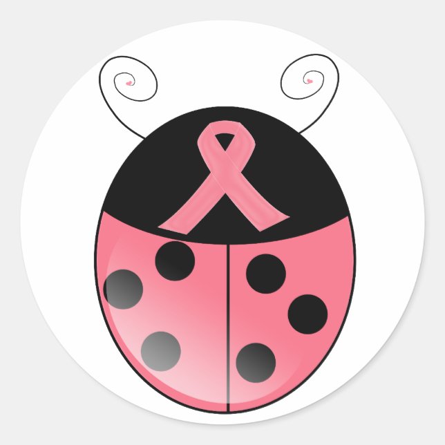 Pink Ladybug Classic Round Sticker (Front)