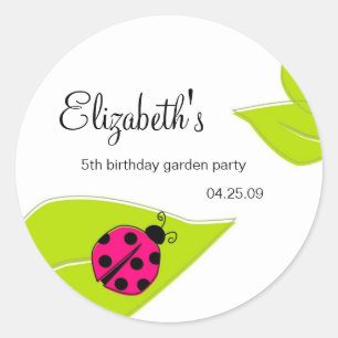 Pink Ladybug Favour Stickers