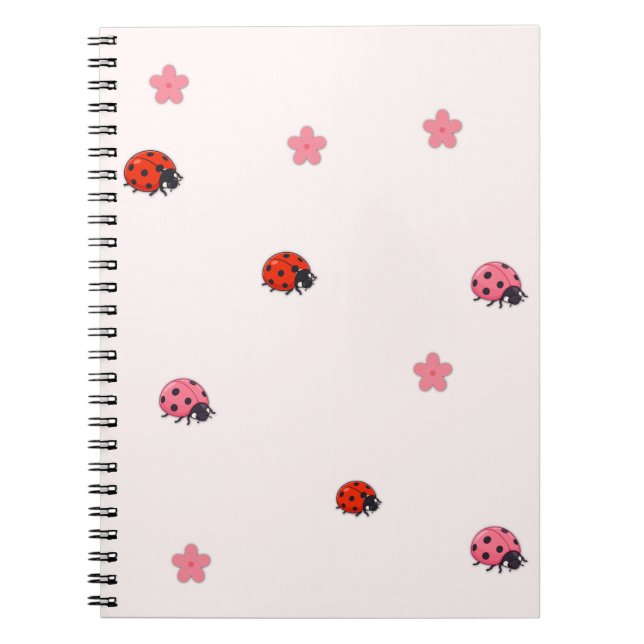 Pink Ladybug Garden Pattern Notebook (Front)