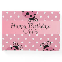 Pink Ladybug Happy Birthday Guestbook