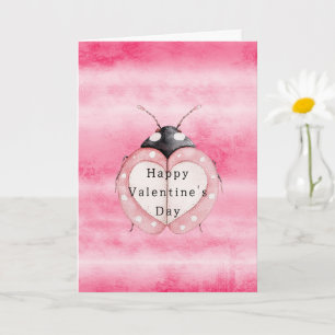 Pink Ladybug Heart Valentine's Day Card