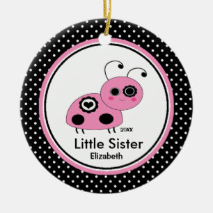 Pink Ladybug  Little Sister Christmas Ornament