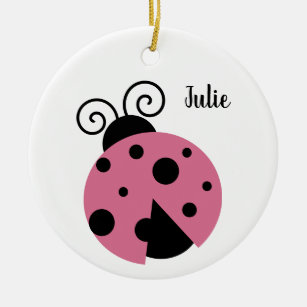 Pink Ladybug Ornament Round
