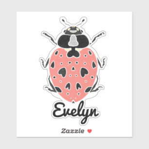 Pink Ladybug Personalised Name Sticker