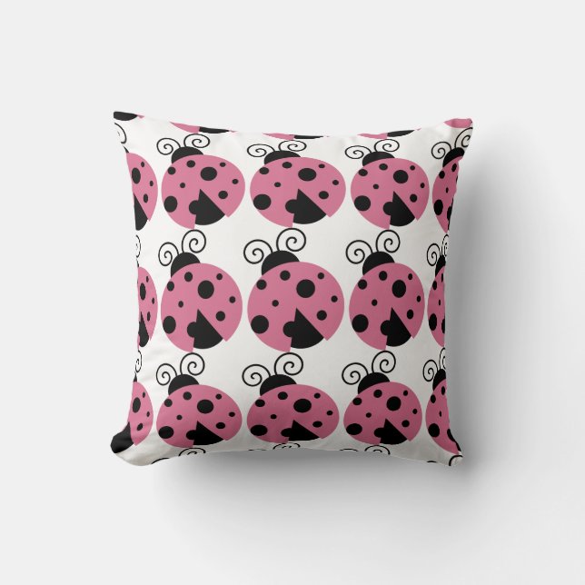 Pink Ladybug Pillow (Front)