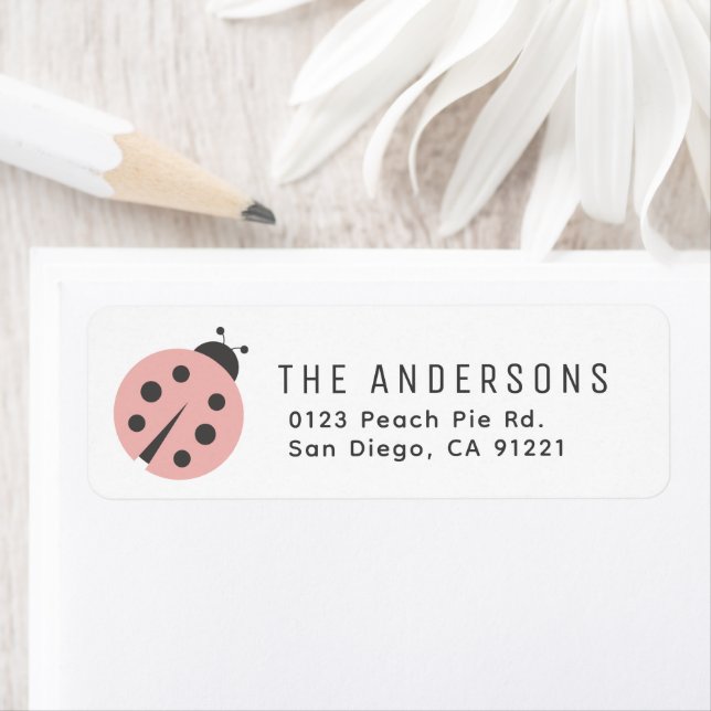 Pink Ladybug Return Address Label (Insitu)