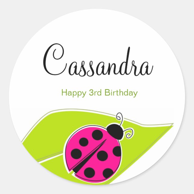 Pink Ladybug Topper Stickers (Front)