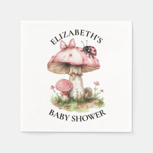 Pink Ladybug Watercolor Baby Shower Napkin