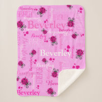 Pink ladybugs and hearts girls custom name