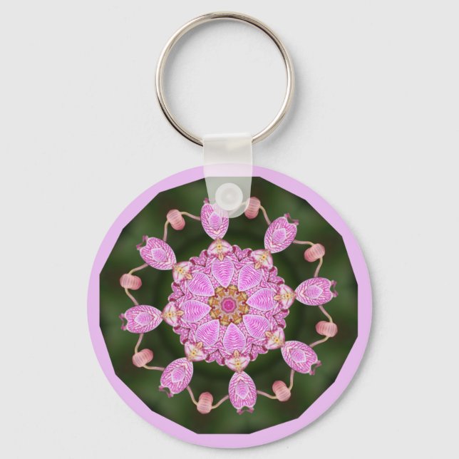 Pink Ladybugs Dancing Queen Bee Pink Orchid Key Ring (Front)