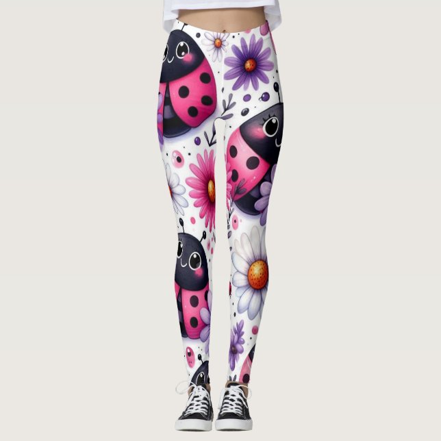 Pink Ladybugs Leggings (Front)