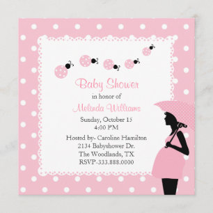 Pink ladybugs & Polka Dots Custom Baby Shower Invitation