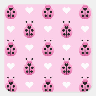 Pink Ladybugs Square Sticker
