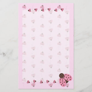 Pink Ladybugs Stationary Stationery