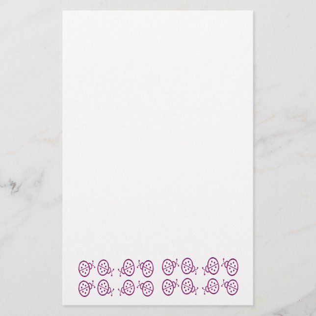 Pink Ladybugs Stationery (Front)