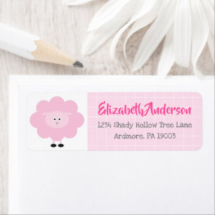 Pink Lamb Baby Shower Cute Kawaii Modern Address Return Address Label