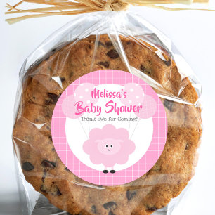Pink Lamb Cute Sweet Kawaii Baby Shower Thank You Classic Round Sticker