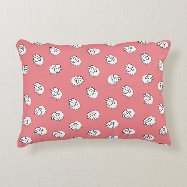 Pink lamb decorative cushion (Front)