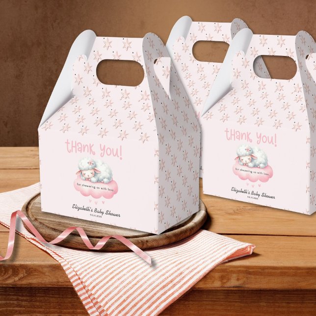 Pink Lamb Girl Baby Shower Favour Box (Creator Uploaded)