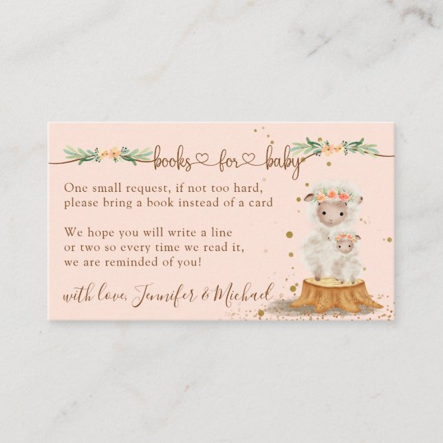 Pink Lamb Mother and Baby Enclosure Card (Front)