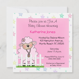 Pink Lamb Shower Invitation