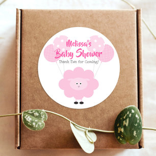 Pink Lamb Sweet Girl Baby Shower Thank You Cute Classic Round Sticker