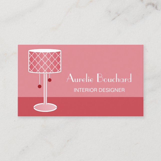 Pink Lamp Interior Designer Business Card (Front)