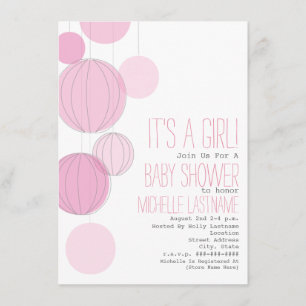 Pink Lanterns Girl Baby Shower Invitation