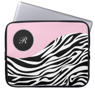 Pink Laptop Monogram Zebra Sleeves