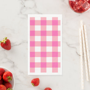 Pink Large Gingham Plaid Checks Napkin